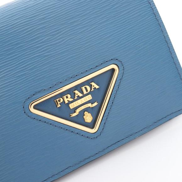 PRADA VITELLO MOVE Bifold Wallet Leather Blue - Picture 6 of 6